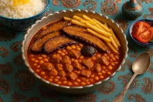 salar shirafkan persian stew gheymeh bademjoon chefsalar